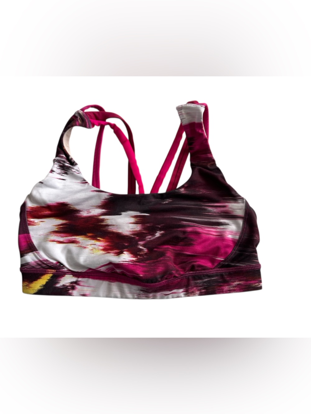 lululemon athletica Pink & White Abstract Strappy Sports Bra
